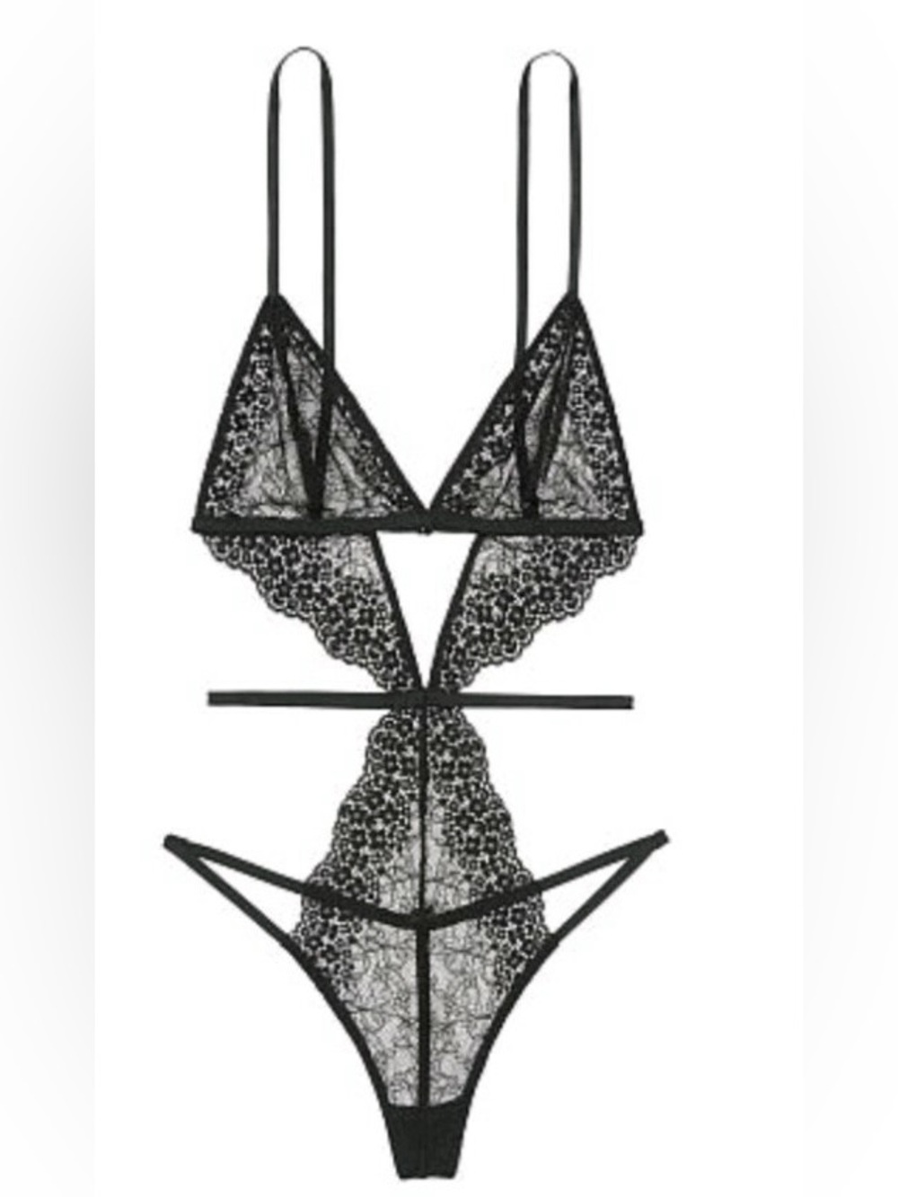 New Victoria's Secret Black Lace Strappy Teddy